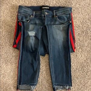 High Rise Red-Striped Express Jeans